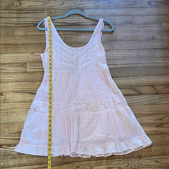 Rip Curl Flowy Peachy Pink Lace-Trim Mini Dress SzL - Picture 9 of 10